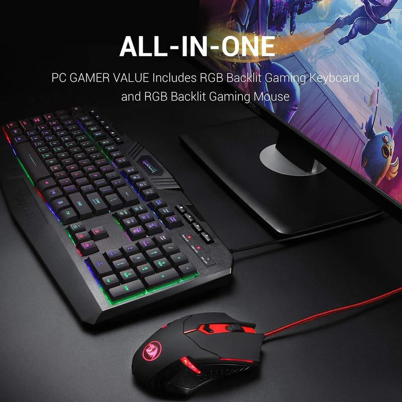 Redragon S101 Gaming Keyboard, M601 Mouse, RGB Backlit Gaming Keyboard, Programmable Backlit Gaming Mouse, Value Combo Set [New Version]