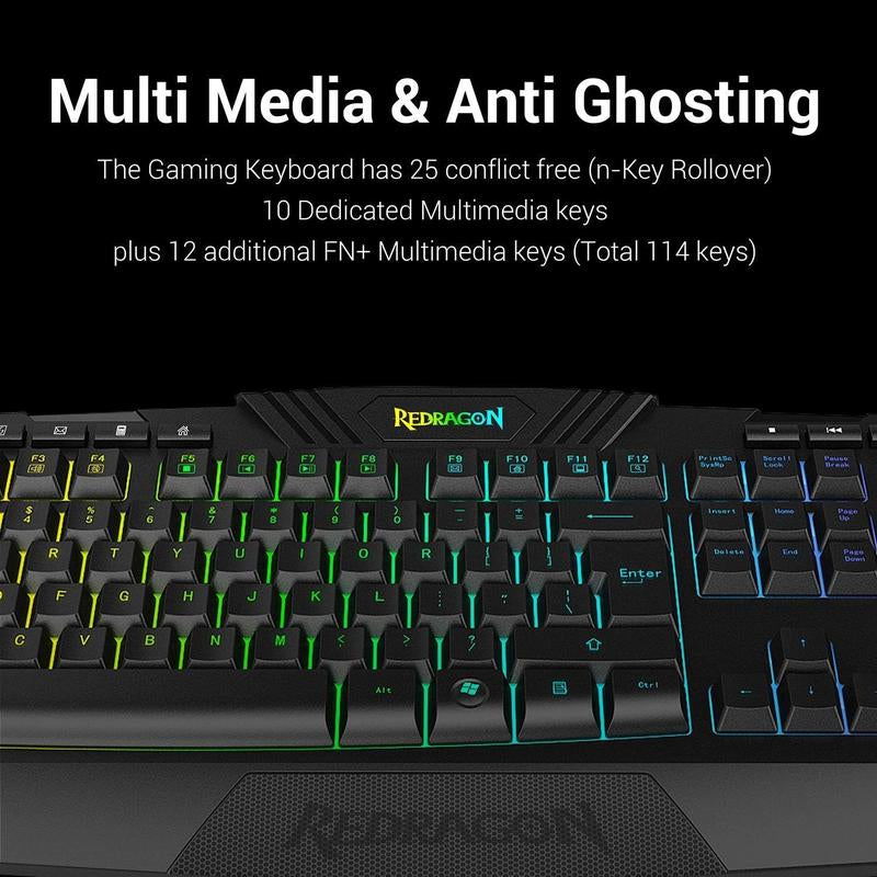 Redragon S101 Gaming Keyboard, M601 Mouse, RGB Backlit Gaming Keyboard, Programmable Backlit Gaming Mouse, Value Combo Set [New Version]