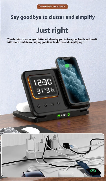 15W 5-in-1 Wireless Charging Clock